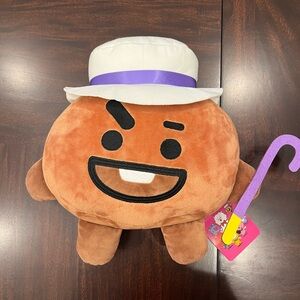 BT21 Shooky Hat Buddy in Brown with White Hat and Purple Bandit